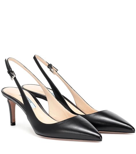 prada black leather pump|prada leather slingback pumps.